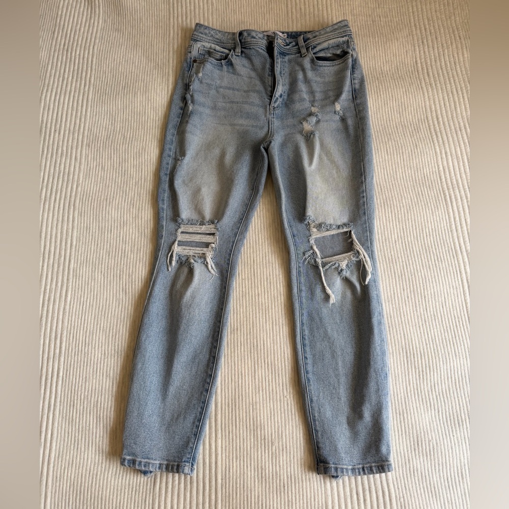 Windsor Light Blue Distressed Straight Leg Jeans